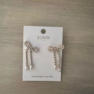 J. Crew Gold & Pearl Bow Earrings